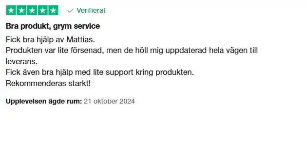 Tekniklagret Trustpilot omdöme bra produkt